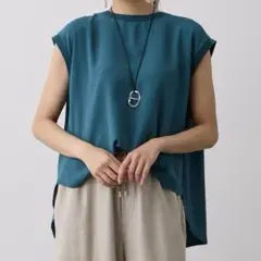 【未使用品】ジョーゼットフレンチスリーブT Blue green