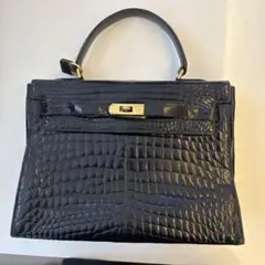 タイムセール　黒 クロコダイルレザー ハンドバッグ