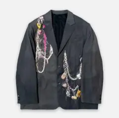 EMBROIDERED CHAIN TAILORED JACKET グレーS