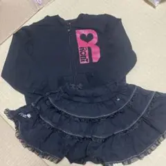 Roni ブラック フード付きパーカーとスカートセット
