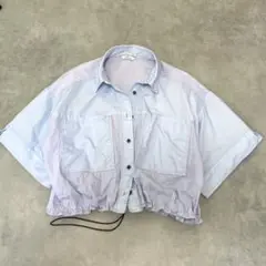 【美品】 trois トロア ショートブルゾン 水色 ショート丈 すそ絞り
