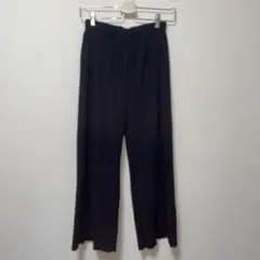 フィフス　ブラック　プリーツ　ストレート　ワイドパンツ　ゴムウエスト　S