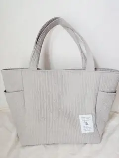 夏SALE ハンドメイド☆ポリエステルハート刺繍ヌビバッグ L グレージュ