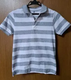 ストライプ ポロシャツ グレー ホワイト 150