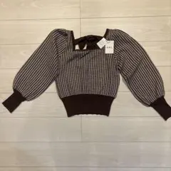 GRL チェック柄バルーンスリーブニット M 背中リボン　新品