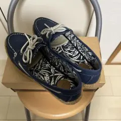 ネイビー キャンバス モカシン