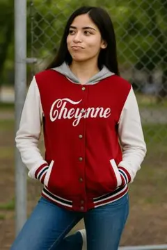 しまむら Cheyenne フード付きレッド 薄手生地 長袖 ブルゾン L