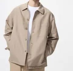 ユニクロ コットンリネンシャツジャケット XXL ベージュ