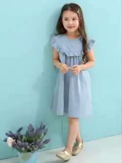 ノースリーブワンピース 水色　女の子 100cm　未使用品