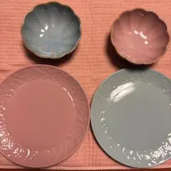 食器セット ピンク 水色 皿 小皿
