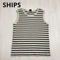 SHIPS シップス ボーダー ノースリーブ タンクトップ カットソー