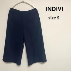 【INDIVI】インディヴィ(S) ワイドパンツ　ネイビー　ワイド