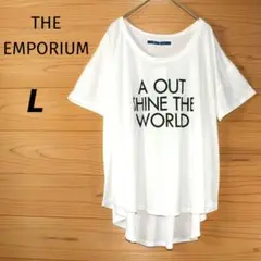THE EMPORIUM　カットソー　Uネック　半袖　L　白　未使用タグ付き