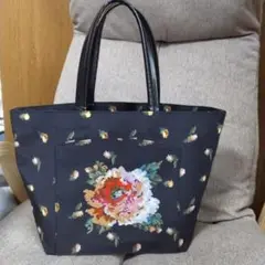 フェイラートートバッグ ☆ブラック花柄 ☆