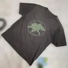 古着　ハンティングワールド　半袖Tシャツ　グリーン　センターロゴ　52 2XL