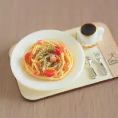ミニチュアフード エビとトマトのパスタセット