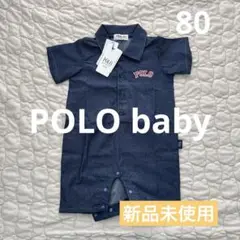 新品未使用 POLO baby デニム つなぎ風 カバーオール80