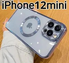 iPhone12mini 　クリア　ふちどり　ブルー　 マグセーフ