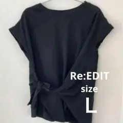 リエディ　デザインTシャツ　アシンメトリー　黒　Ｌサイズ　綿100% 夏