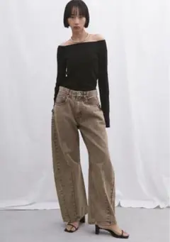 Aunt Marie's ヴィンテージライクバレルカーブパンツ