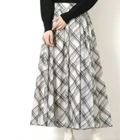 JUSGLITTY 配色シアーチェックロングスカート