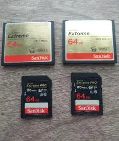 SanDisk Extreme PRO 64GB SDカード CFカード 4枚
