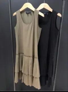 【極美品】セオリー　POPLIN/BLESKYワンピース　プリーツ　カーキ　M