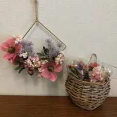 ※値下げ　ハンギングアレンジメント ピンク造花