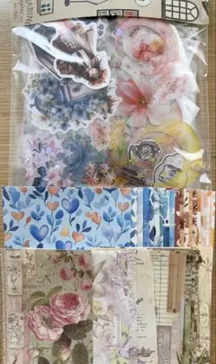 39.コラージュ素材　マステ　シール　300枚 大量　まとめ売り