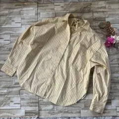 美品！moment＋シャツ(M)長袖イエロー！ストライプオープンカラー！ミドル丈