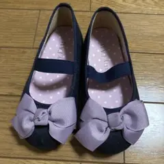 【週末限定】any FAM ネイビー リボン付きバレエシューズ　16cm