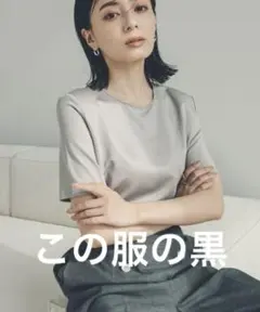 美品 anuans アニュアンス ブラック Fサイズ グロッシーカットトップス