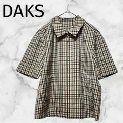 ＊DAKS ＊【M】レディース半袖DAKSチェックフルジップアップブラウス