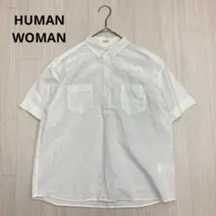 HUMAN WOMAN ヒューマンウーマン コットン リネン 半袖 シャツ M