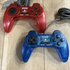 PS1 PS2 HORI コントローラー クリアブルー　クリアレッド　2個セット