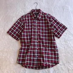 CRICROSS DESIGN 半袖 チェック柄シャツ Lサイズ 赤 薄手