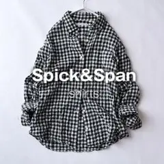 スピック＆スパン シャツ ブラウス コットン 長袖 ギンガムチェック 白 黒 O