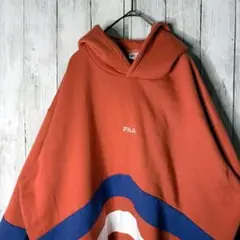 FILA フィラ トリコロール マルチカラー 刺繍 パーカー ゆるダボ L