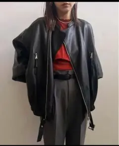 新品 Ameri EGG GATHER LEATHER JACKET アメリ