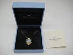 WEDGWOOD ゴールドペンダントネックレス 陶器ブローチトップ 箱付