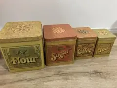 レトロブリキ缶4個セット