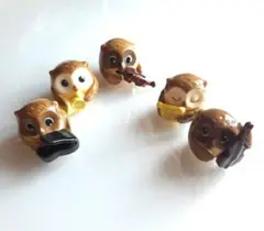 訳あり　ふくろうオーケストラ　owl　音楽隊　鳥　陶器　ミニチュア　インテリア