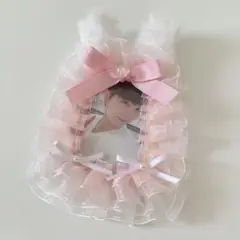 トレカケース フリル レースデコ うさ耳 うさぎ ピンク 白 ホワイト