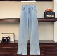 【大きいサイズ レディース】 デニムパンツ スリット