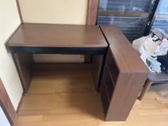 ブラウンデスク 引き出し2つ 収納3段