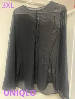 ユニクロ　シアーカットソー　長袖　3XL ブラック