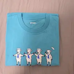 graniph 水色 クマイラスト Tシャツ Lサイズ