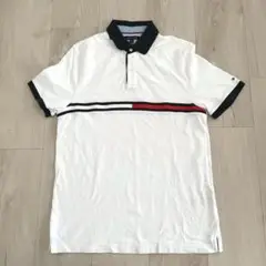 トミーヒルフィガー　ポロシャツ　半袖　XL　鹿の子　フラッグロゴ　トリコロール