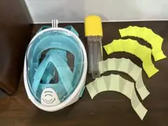 フルフェイスダイビングマスク 青と白 シュノーケル