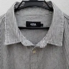 AZULシャツ　Lサイズ　ネイビーストライプ